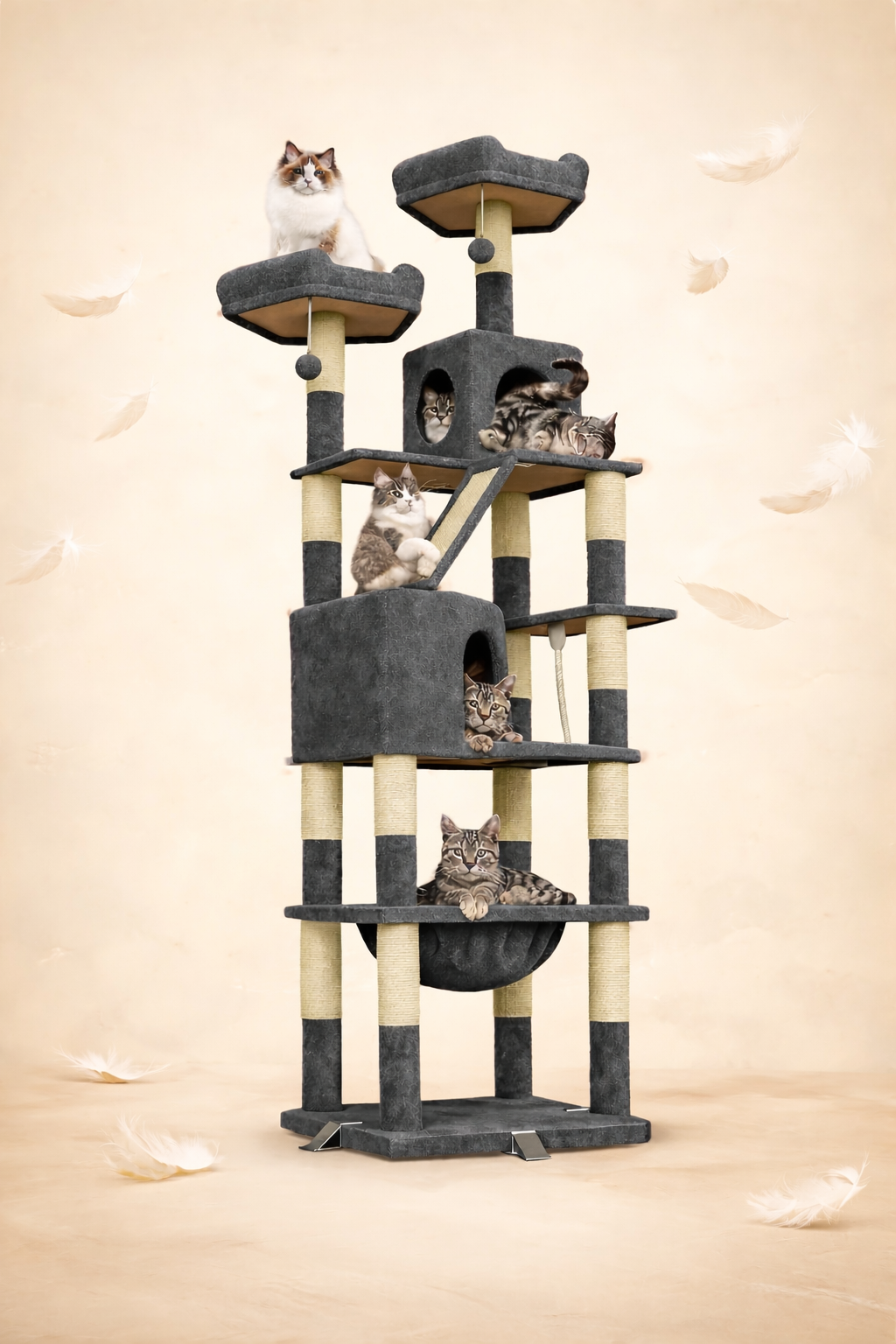 🌳 Arbre à Griffer XXL 208 cm – Stabilité, Confort et Divertissement pour Petit Félin