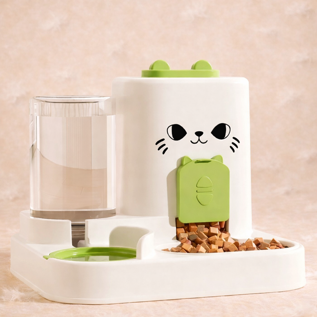 🍽️ Distributeur de Nourriture avec Fontaine à Eau – Simplicité ; Autonomie pour Petit Félin